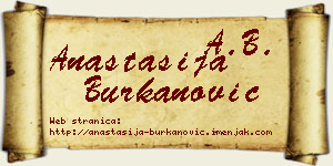Anastasija Burkanović vizit kartica